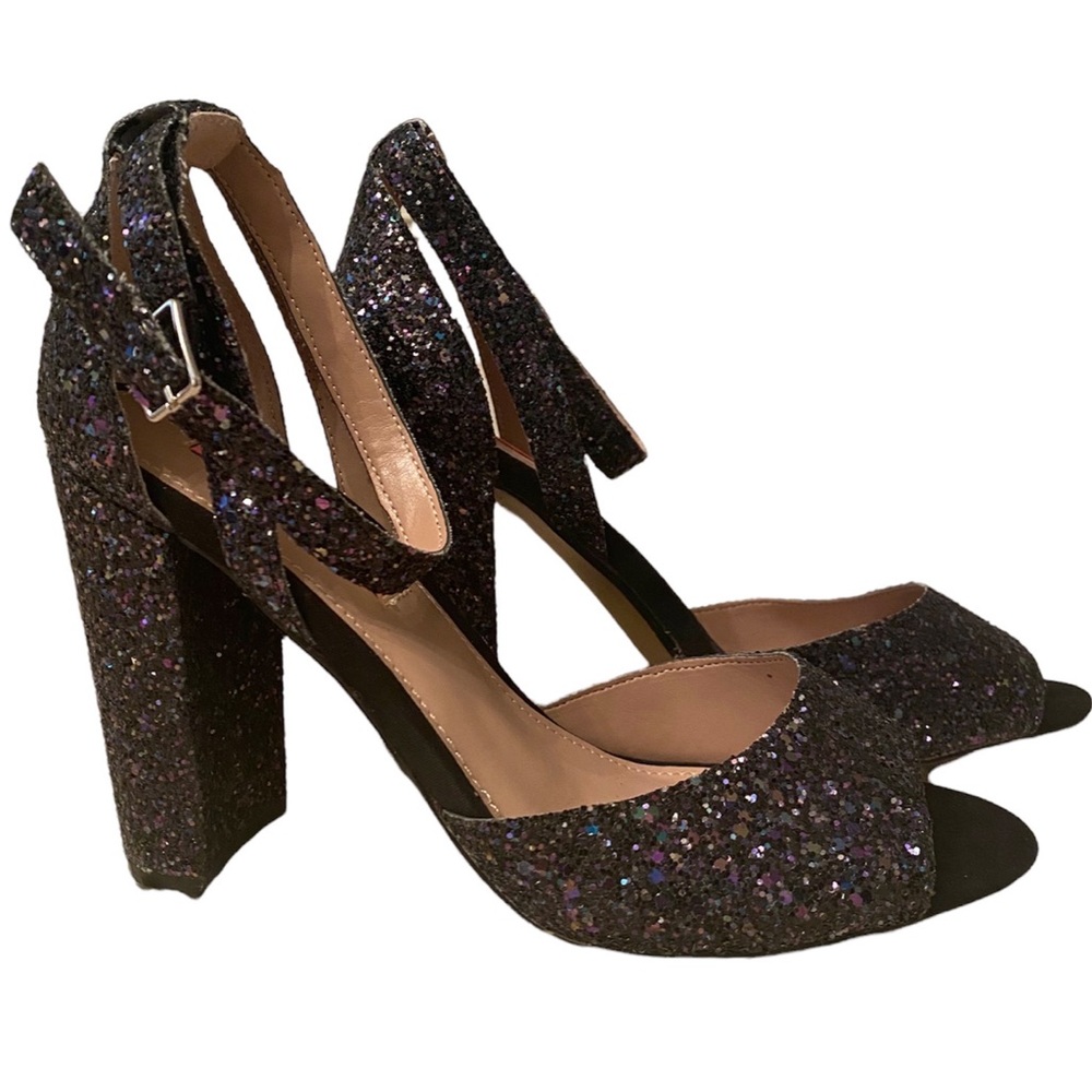 Betsey Johnson Vintage Inspired Platform Glitter Heels